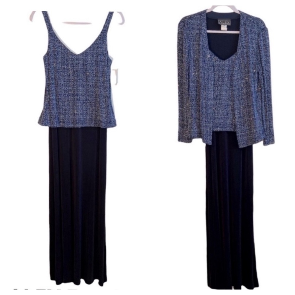 NWT Alex Evenings 3 piece formal dress outfit with matching jacket. Size 8.